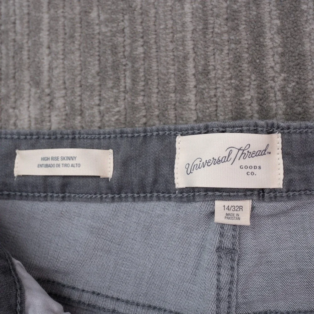 Universal Thread Skinny Jeans Womens 14 Grey NEW High Rise Fair Trade Stretch